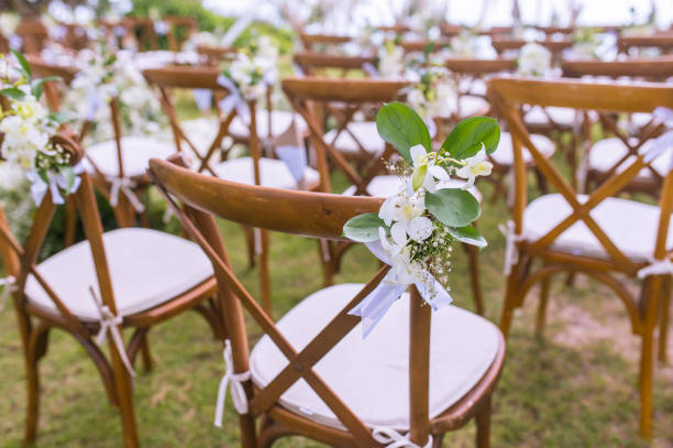 Beautiful chair arrangement with decorations at Bay Area corporate event